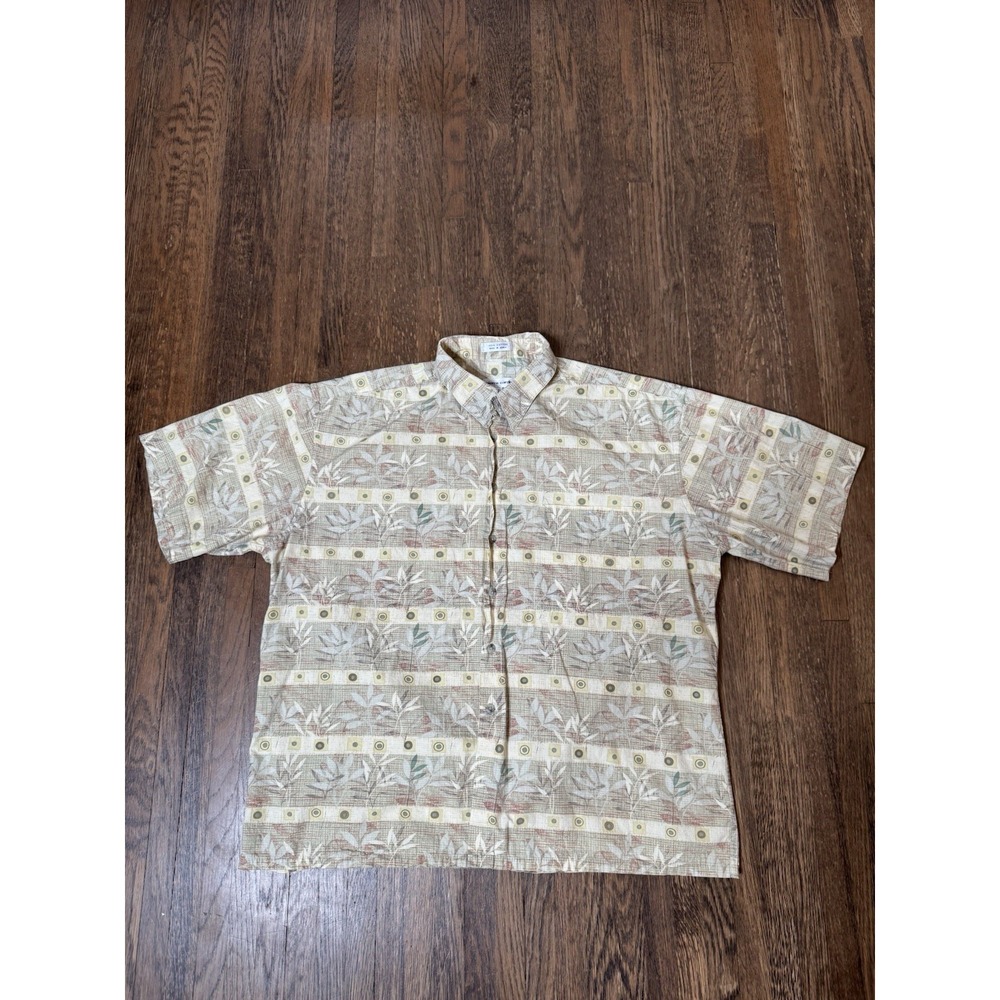 Pierre Cardin Mens XXL Short Sleeve Button Down Shirt 100% Cotton Floral
